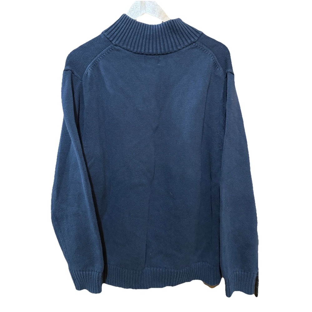 LL Bean Sweater 1/4 Zip Blue Cotton Pullover Coastal Classic Mens Large Reg EUC - Picture 2 of 5